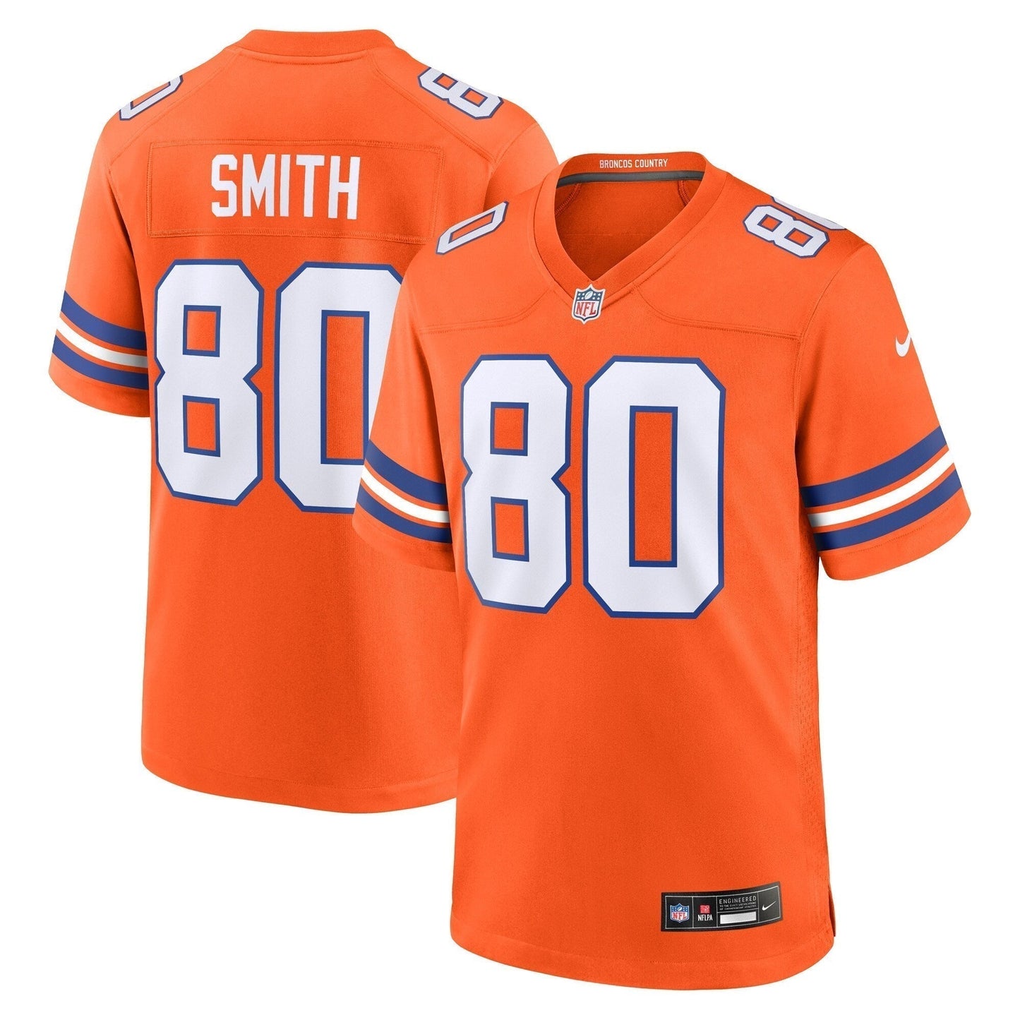 Rod Smith Denver Broncos  Mile High Collection 1977 Throwback Retired   Game Jersey - Orange
