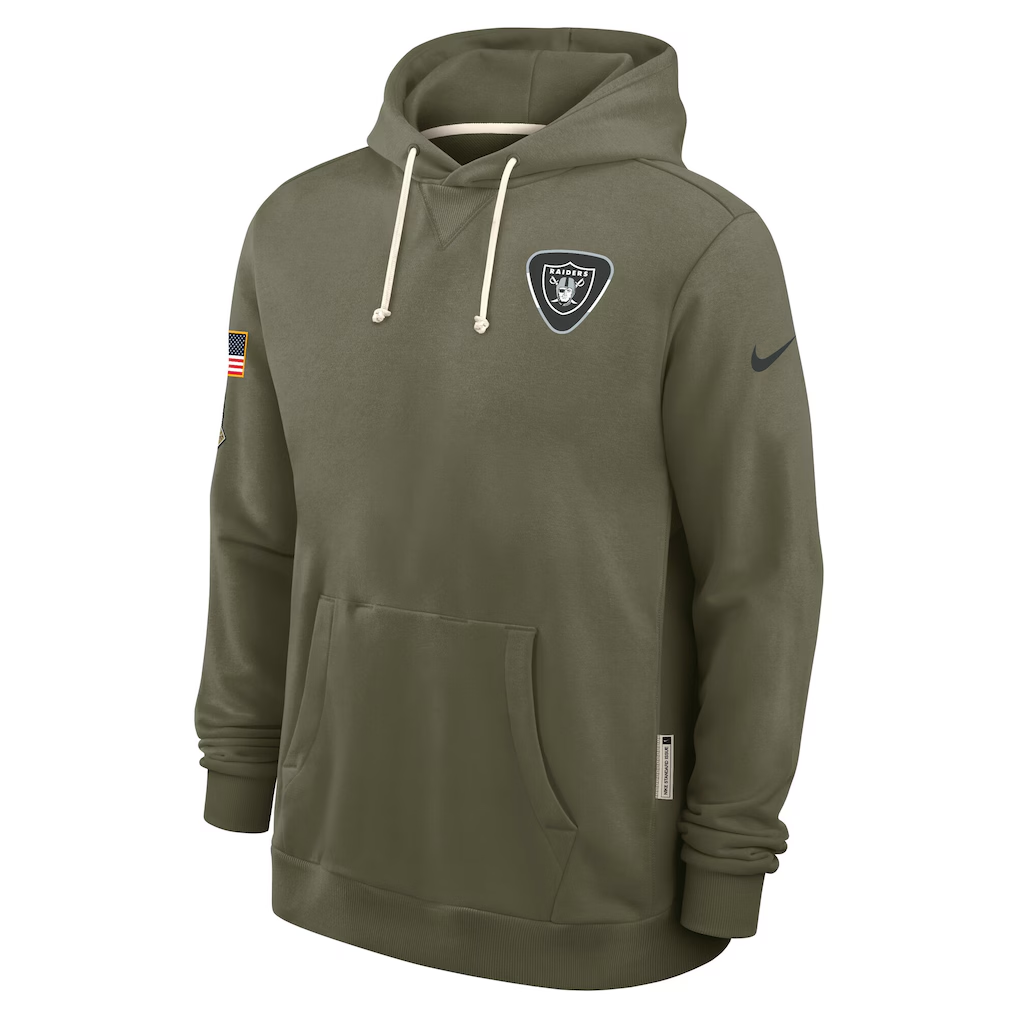 Men's Las Vegas Raiders  Olive 2025 Salute to Service Sideline Standard Issue Dri-FIT Hoodie