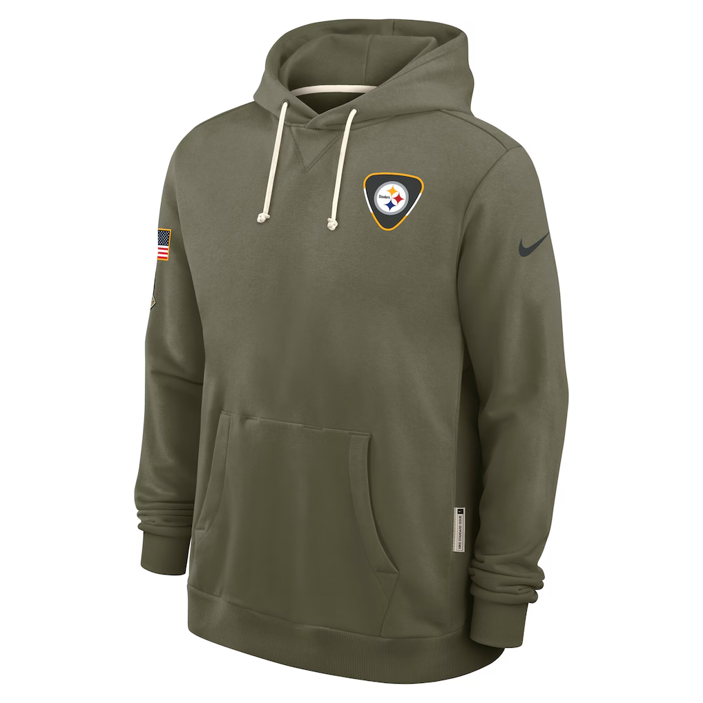 Men's Pittsburgh Steelers  Olive 2025 Salute to Service Sideline Standard Issue Dri-FIT Hoodie