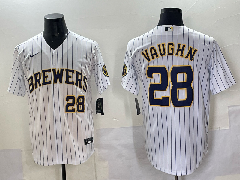 Men's Milwaukee Brewers Andrew Vaughn White Replica Player Jersey