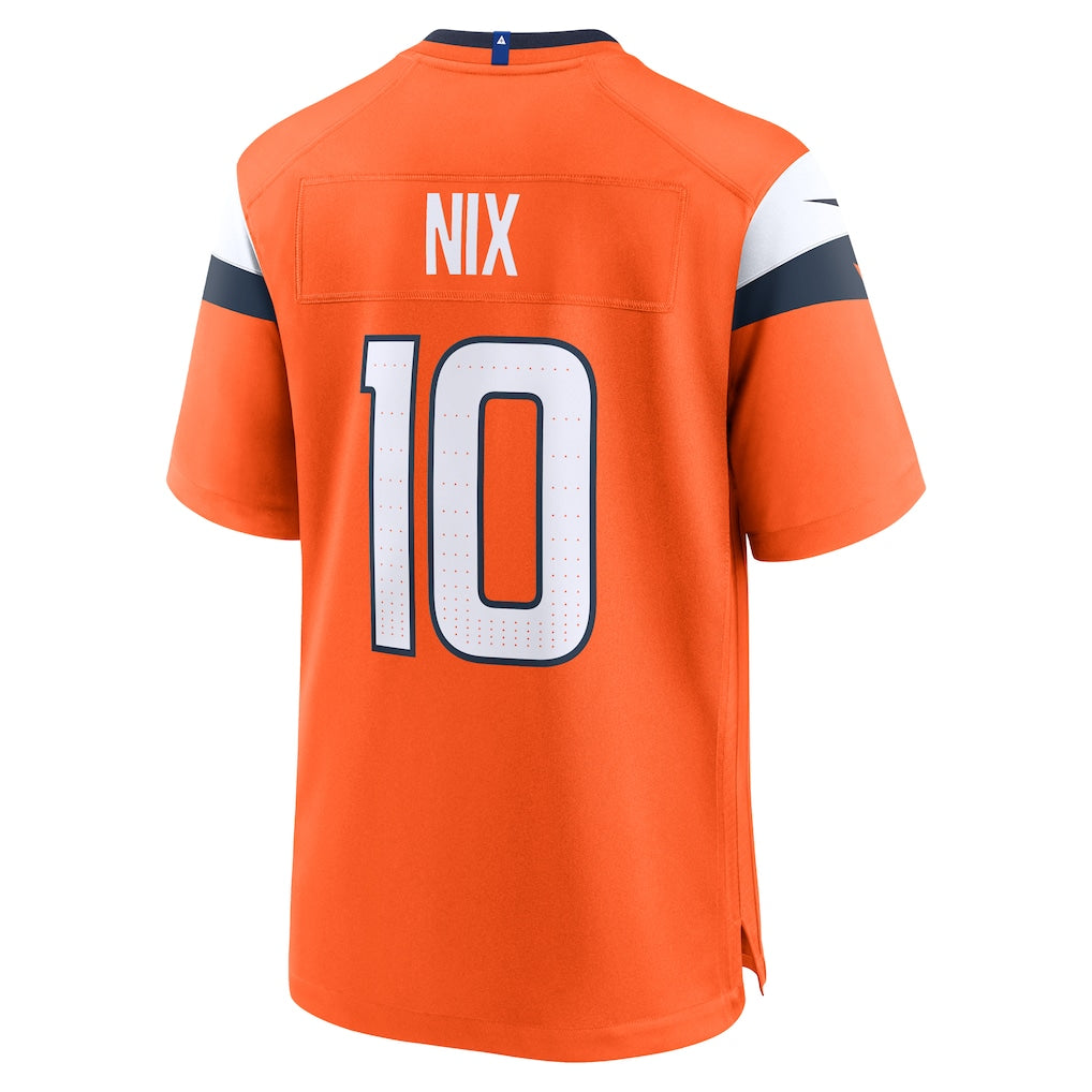 D.Broncos #10 Bo Nix Orange Player Game Jersey