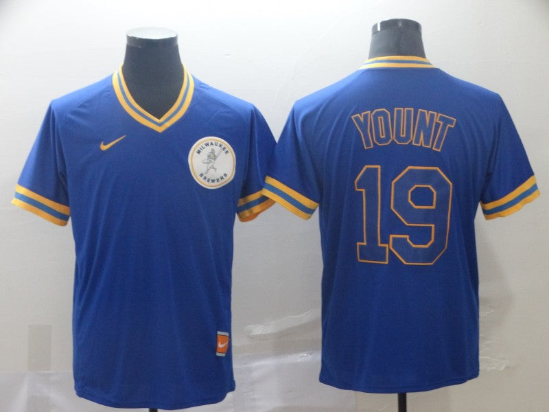 Men's Milwaukee Brewers Robin Yount MLB Blue Player Jersey