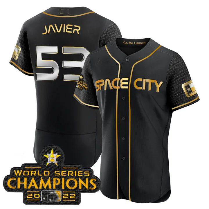 Houston Astros #53 CRISTIAN JAVIER 2023 SPACE CITY CHAMPIONS FLEX JERSEY C BLACK ALL STITCHEDBaseball Jerseys