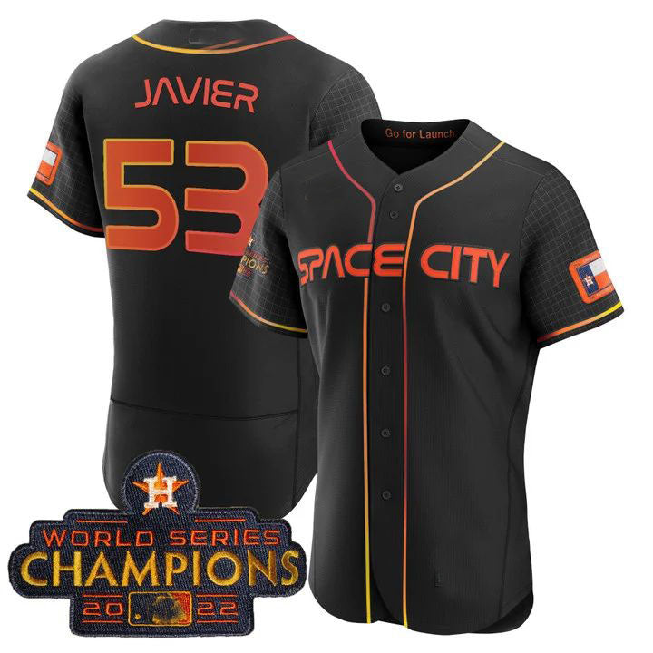 Houston Astros #53 CRISTIAN JAVIER  BLACK 2023 SPACE CITY CHAMPIONS FLEX JERSEY CALL STITCHEDBaseball Jerseys