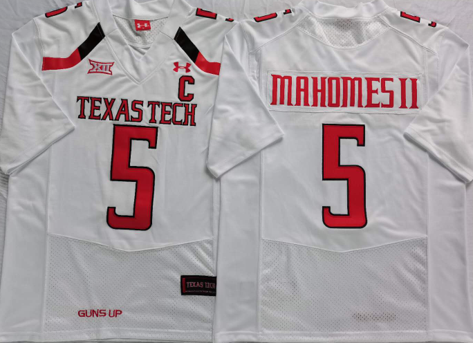 Men's Texas Tech Red Raiders Patrick Mahomes White Player Game Jersey