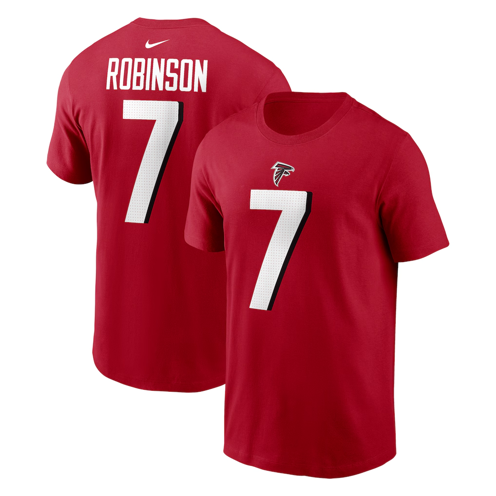 Men's Atlanta Falcons Bijan Robinson  Red Player Name & Number T-Shirt
