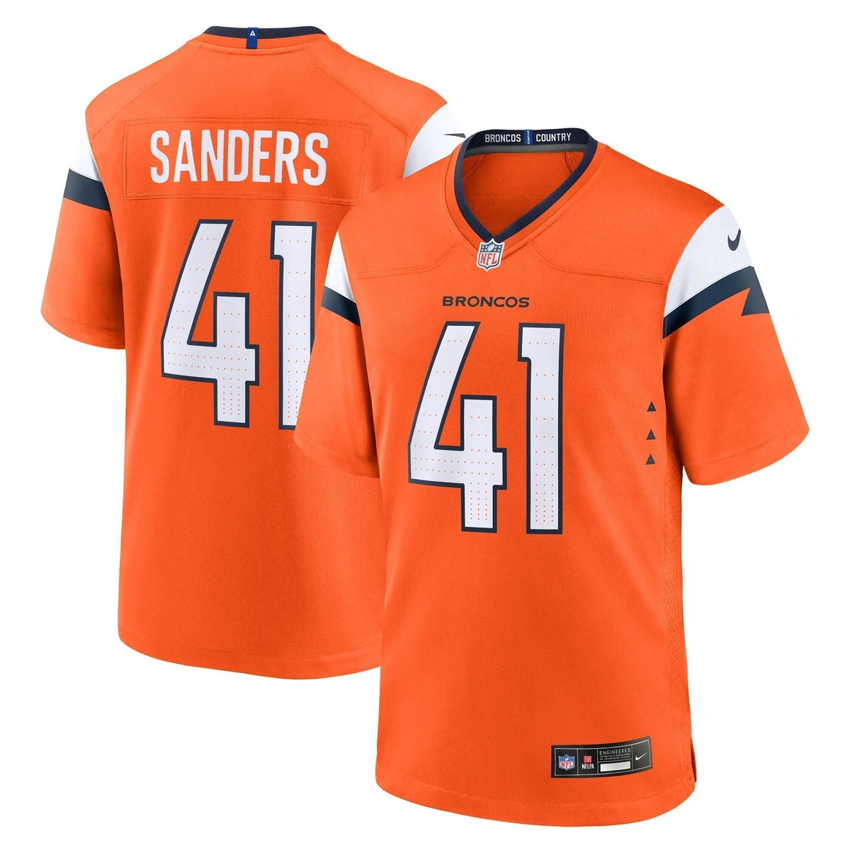 Drew Sanders Denver Broncos  Team Game Jersey -  Orange