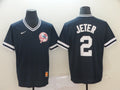 Men's New York Yankees1 Derek Jeter #2 Navy Stitched Jersey