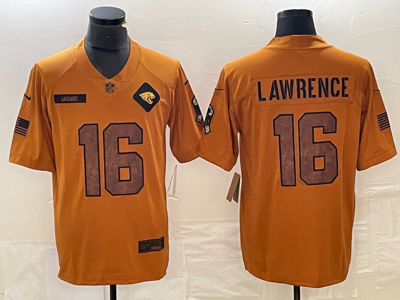 Men's Jacksonville Jaguars Trevor Lawrence Brown 2023 Salute To Service Limited Jersey