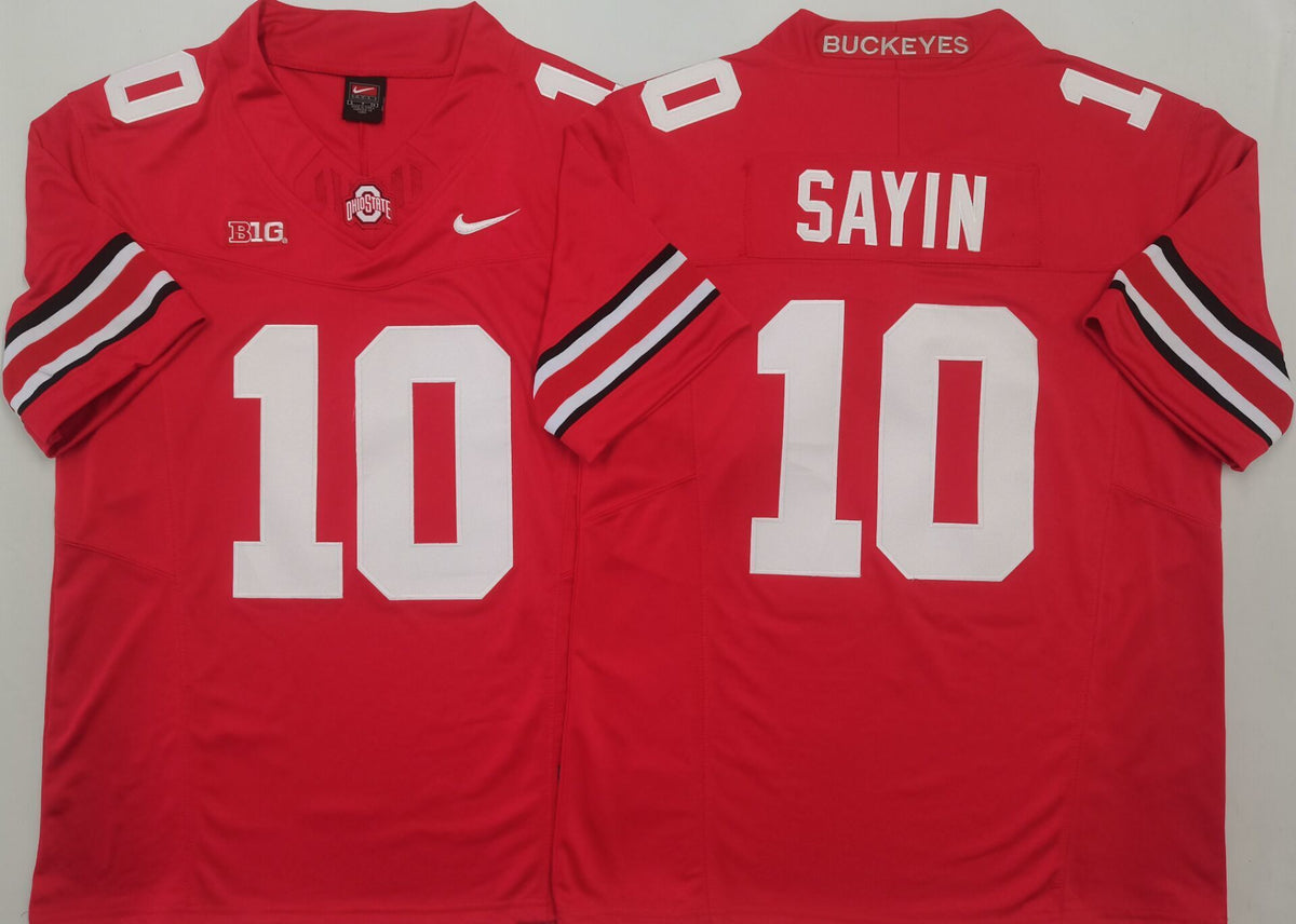 Men's Ohio State Buckeyes Julian Sayin #10 Red Player Game Jersey