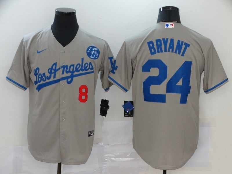 Men's Los Angeles Dodgers Kris Bryant -24 Gray Replica Baseball Jersey
