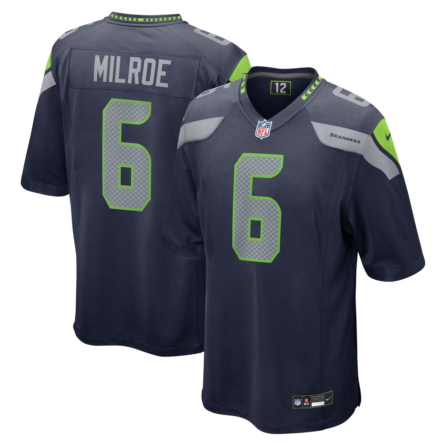 Men's Seattle Seahawks Jalen Milroe  College Navy 2025 NFL Draft Game Jersey