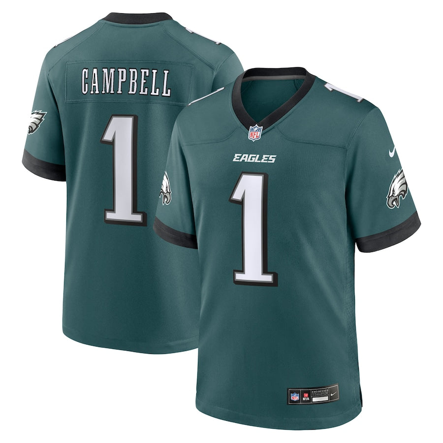 Philadelphia Eagles Jihaad Campbell  Green 2025 NFL Draft First Round Pick Game Jersey