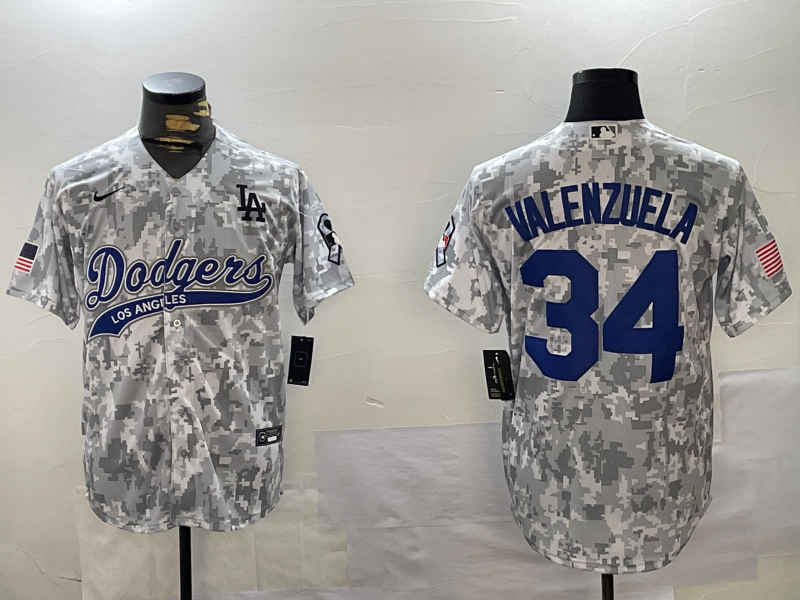 Men's Los Angeles Dodgers Fernando Valenzuela Arctic Camo 2024 Salute to Service Limited Jersey