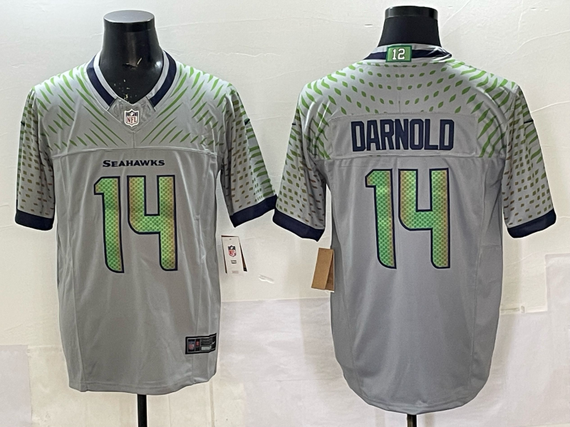 Men's Seattle Seahawks Sam Darnold Wolf Gray 2025 Rivalries Collection Limited Jersey