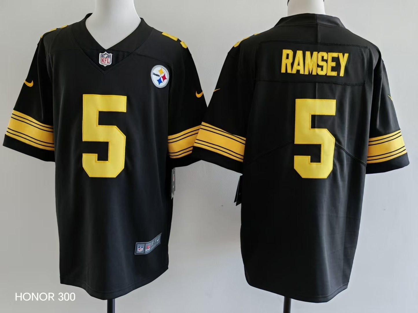 Men's Pittsburgh Steelers Jalen Ramsey  Jersey -  Black-yellow numbers