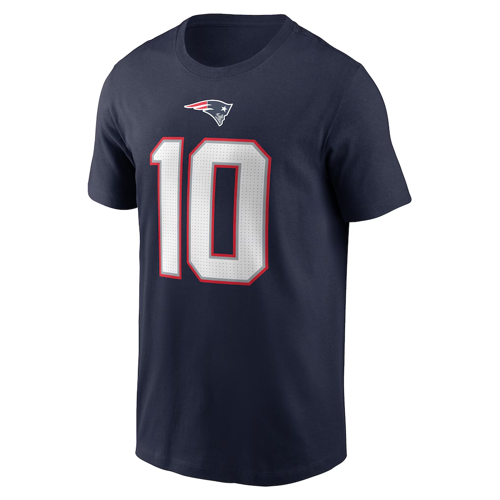 Men's New England Patriots Drake Maye  Navy Name & Number T-Shirt