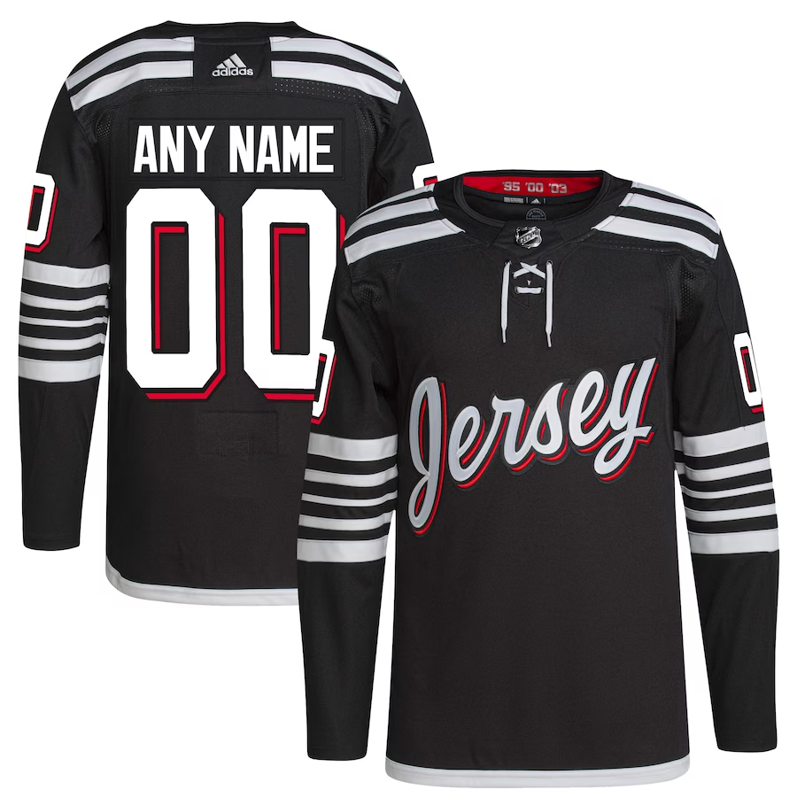 Men's New Jersey1 Devils Black Custom Team Player Jersey1
