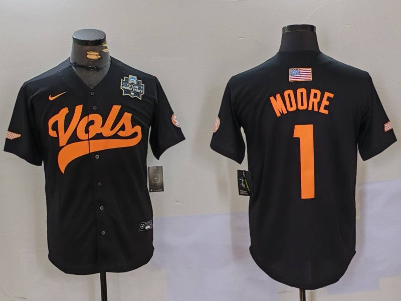 Men's Tennessee Volunteers Christian Moore Black Game Jersey
