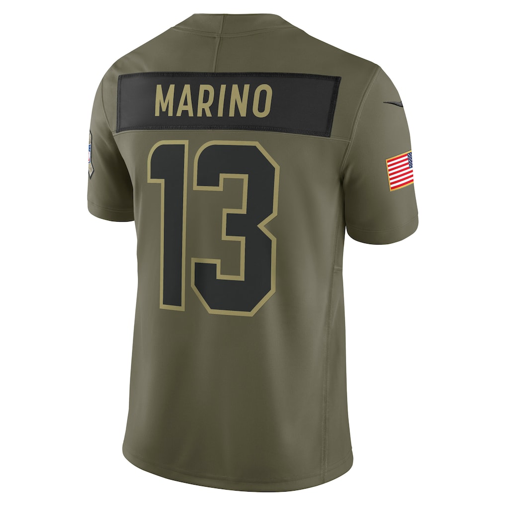 M.Dolphins #13 Dan Marino Olive 2025 Salute to Service Retired Limited Jersey