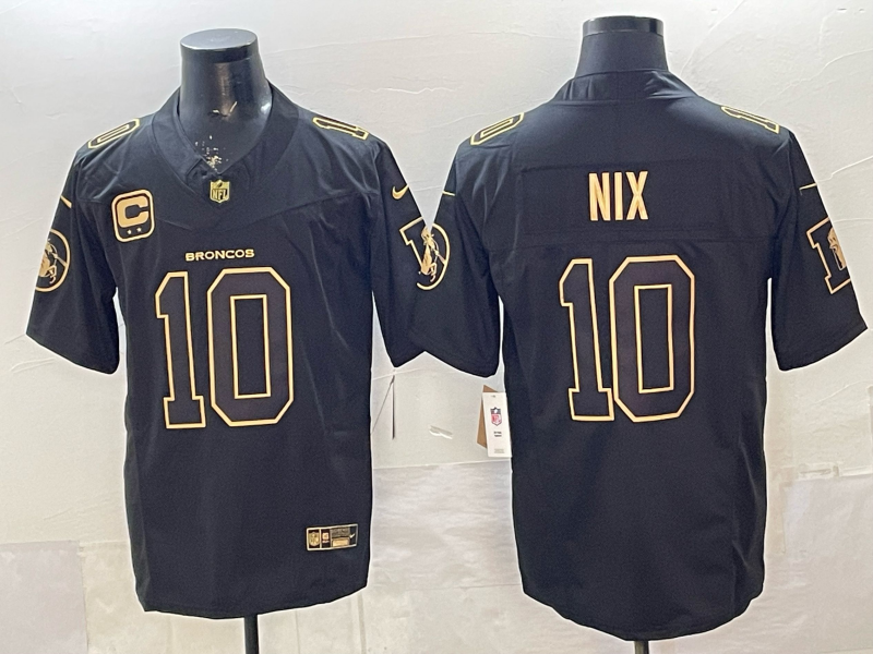 Men's Denver Broncos Bo Nix Black Team Game Jersey