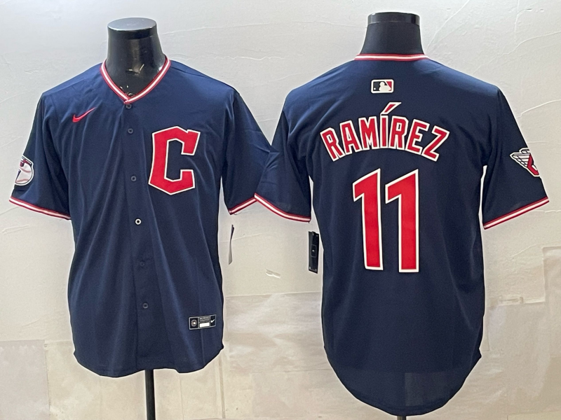 Men's Cleveland Guardians Jose Ramirez #11 Navy Alternate Limited Player Jersey