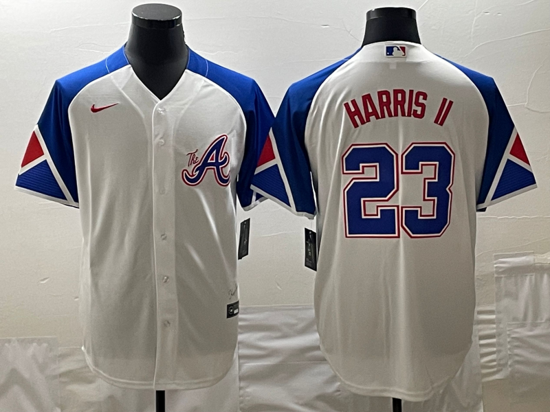 Men's Atlanta Braves Michael Harris II  White 2023 City Connect Replica Player Jersey1
