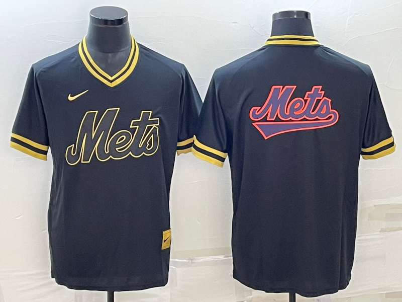 Men's New York Mets1 Black Replica Team Jersey