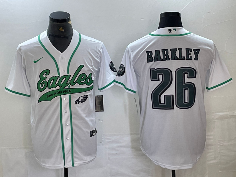 Men's Philadelphia Eagles Saquon Barkley White Player Jersey Joint Edition