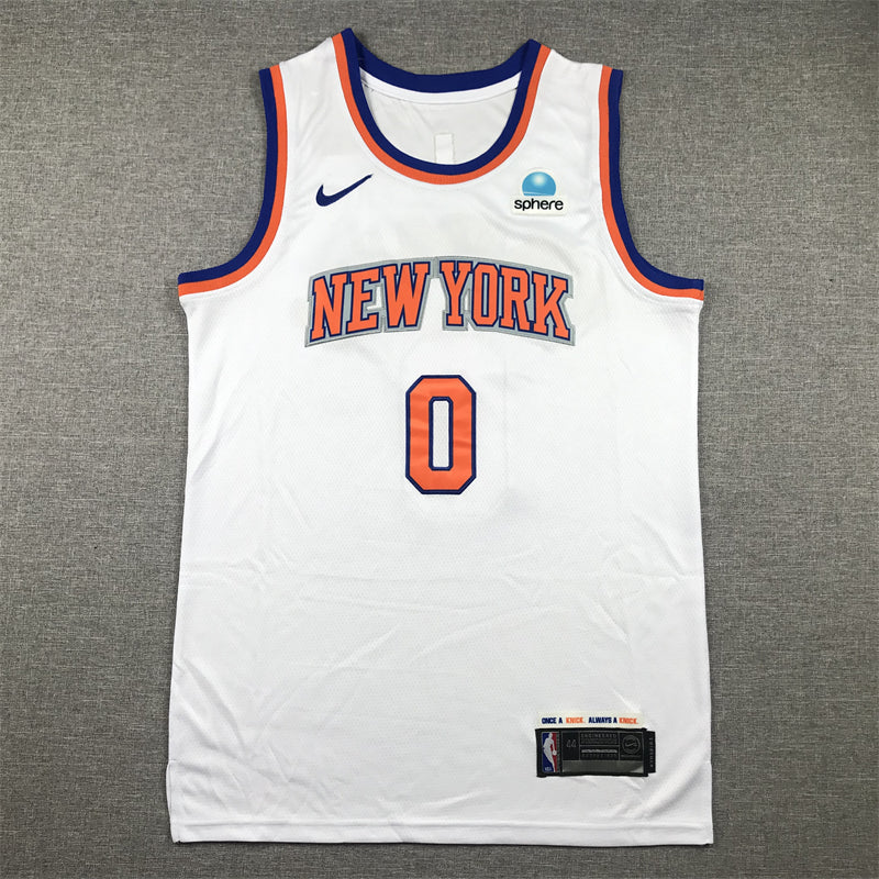 Knicks #0 white jersey