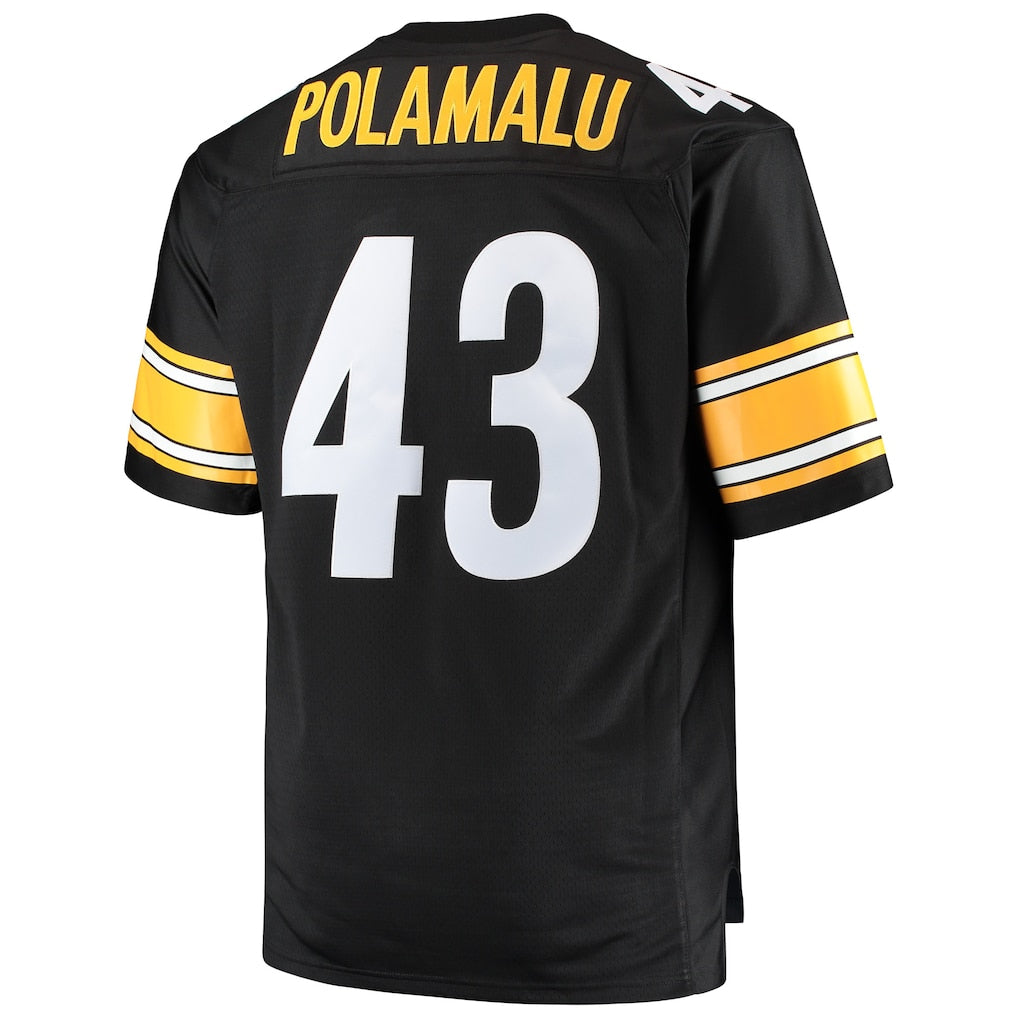 P.Steelers #43 Troy Polamalu  Black Big & Tall 2005 Retired Player Replica Jersey