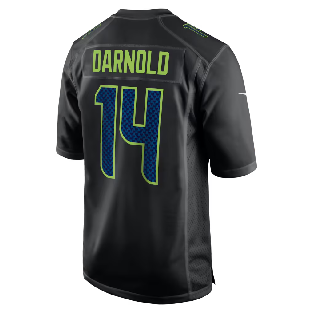 Men's Seattle Seahawks Sam Darnold  Black Super Bowl LX Patch Carbon Fashion Game Jersey