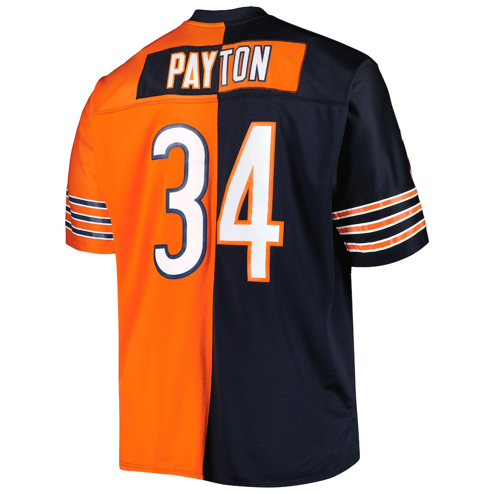 C.Bears #34 Walter Payton  Navy/Orange Big & Tall Split Legacy Retired Player Replica Jersey