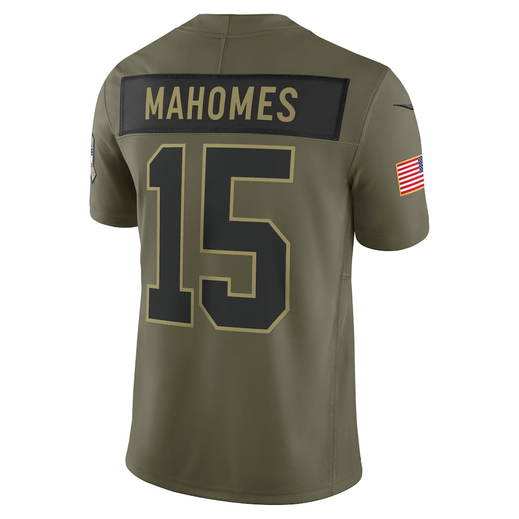 KC.Chiefs #15 Patrick Mahomes Olive 2025 Salute to Service Limited Jersey
