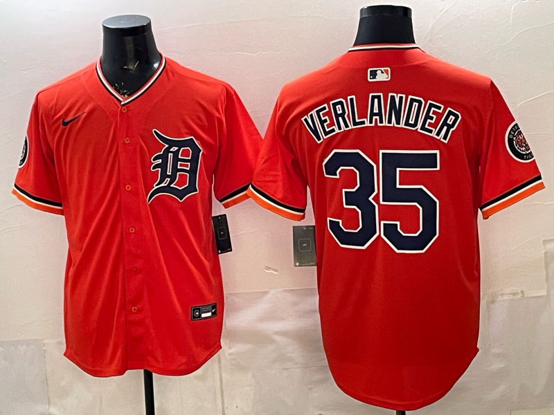 Men's Detroit Tigers Justin Verlander #35 Orange Limited Player Jersey