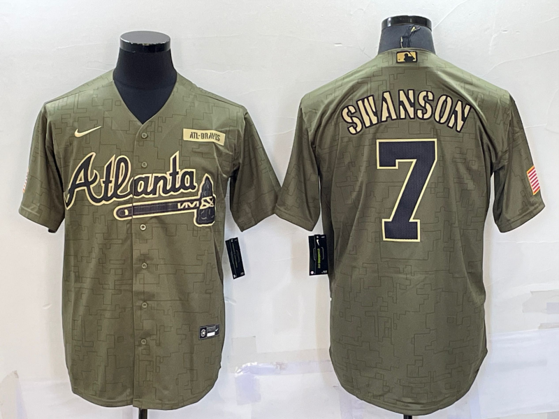 Men's Atlanta Braves Dansby Swanson Brown Replica Player Jersey