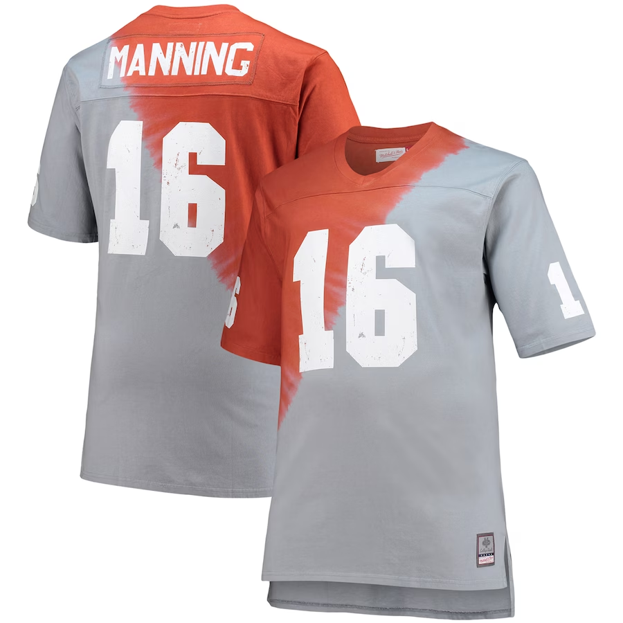 Men's Tennessee Volunteers Peyton Manning Orange/Gray Tie-Dye V-Neck T-Shirt Jersey