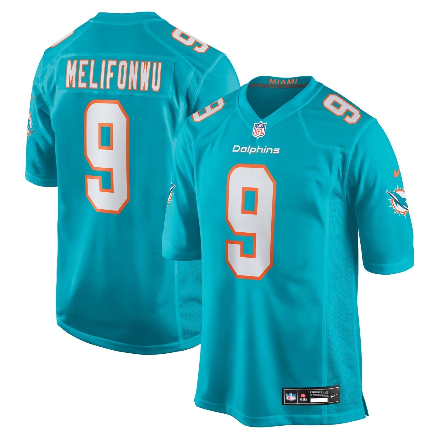 Miami Dolphins Ifeatu Melifonwu Aqua Team Game Jersey