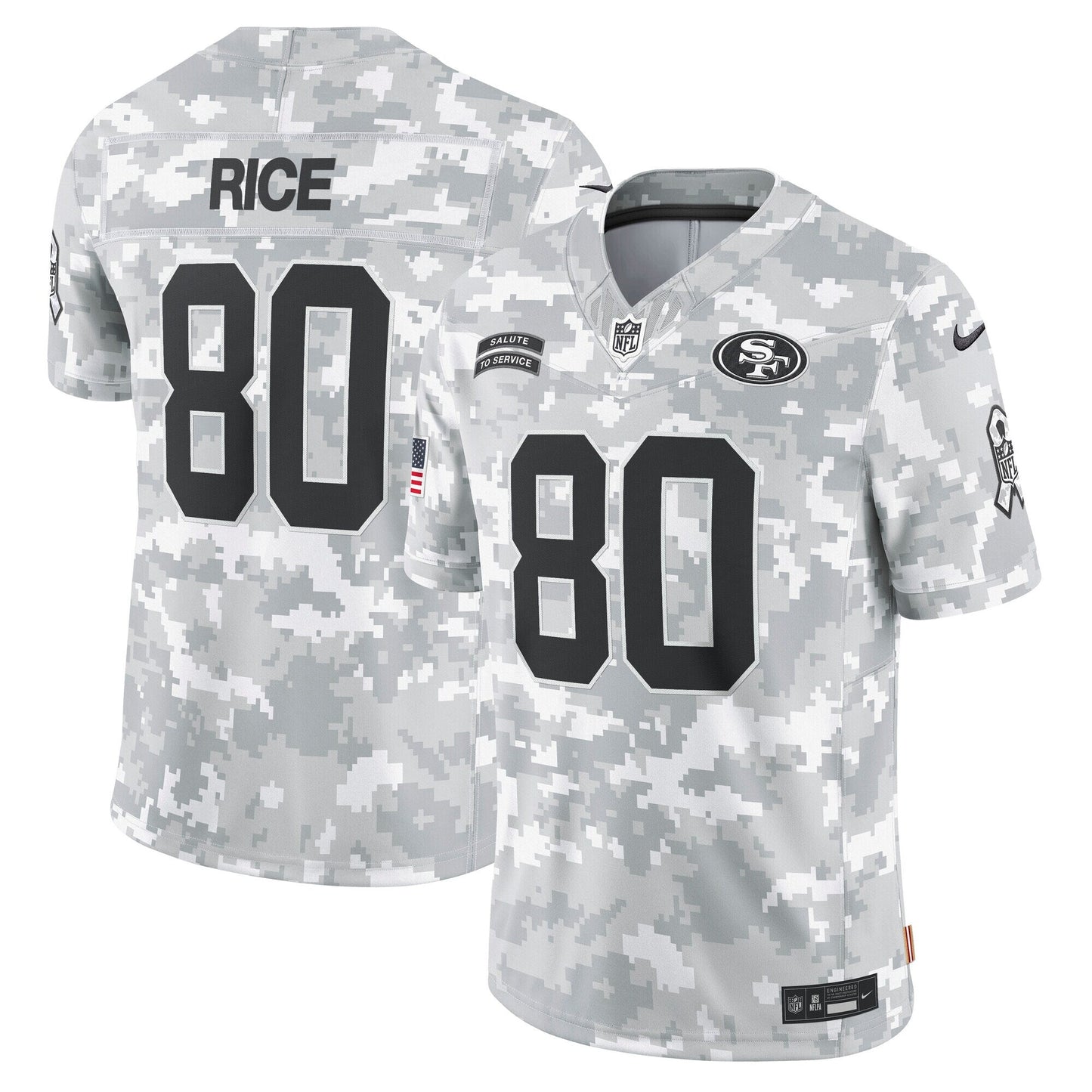 Jerry Rice San Francisco 49ers  2024 Salute to Service Retired   Limited Jersey - Arctic Camo