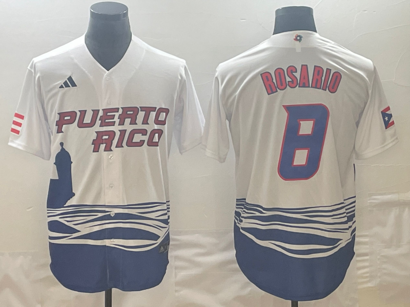 Men's 2023 World Baseball Classic Eddie Rosario Puerto Rico White Jersey