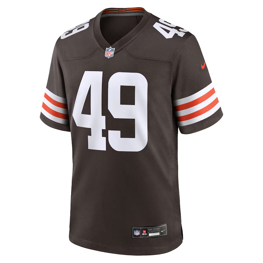 Cleveland Browns Carson Schwesinger  Brown 2025 NFL Draft Game Jersey