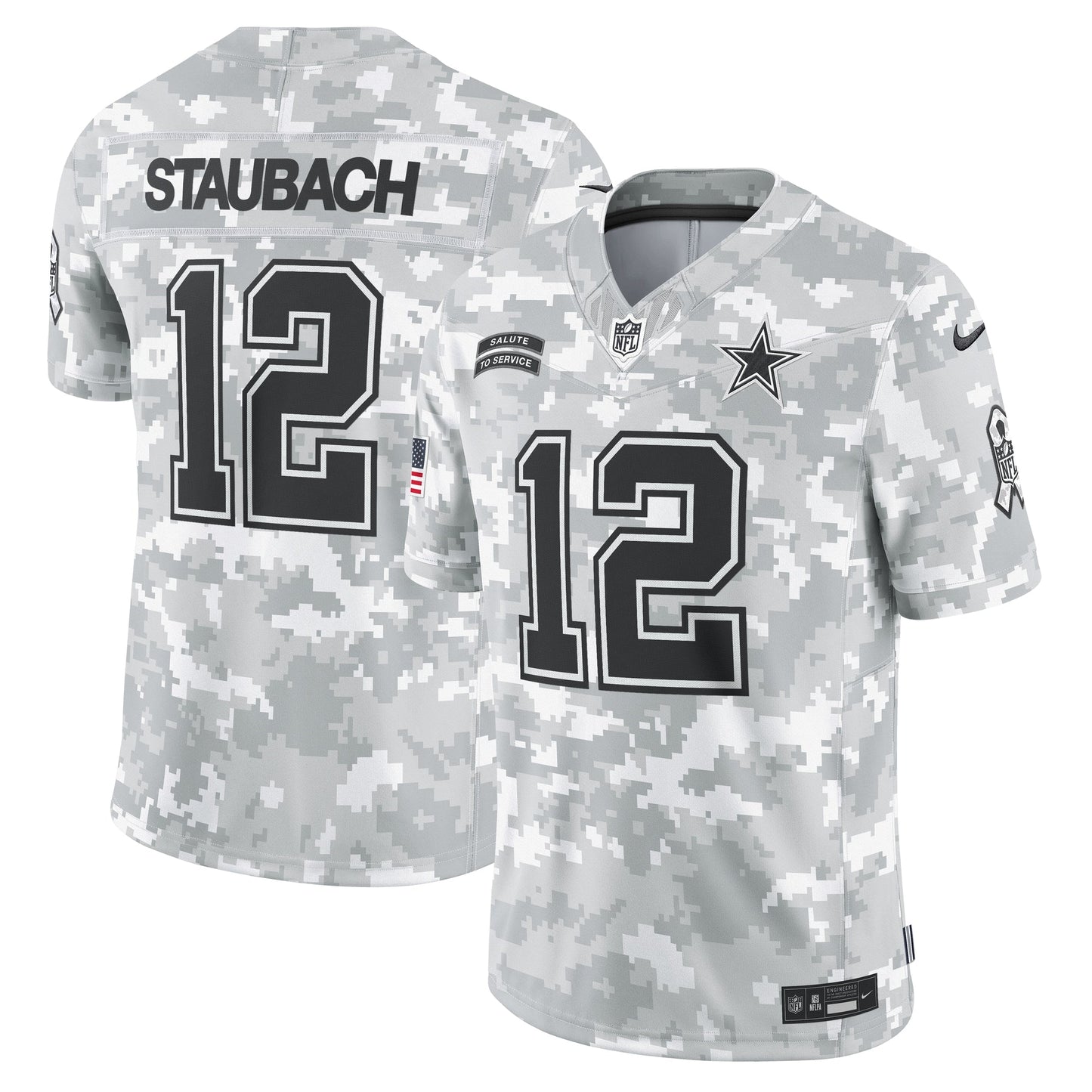 Roger Staubach Dallas Cowboys  2024 Salute to Service Retired   Limited Jersey - Arctic Camo