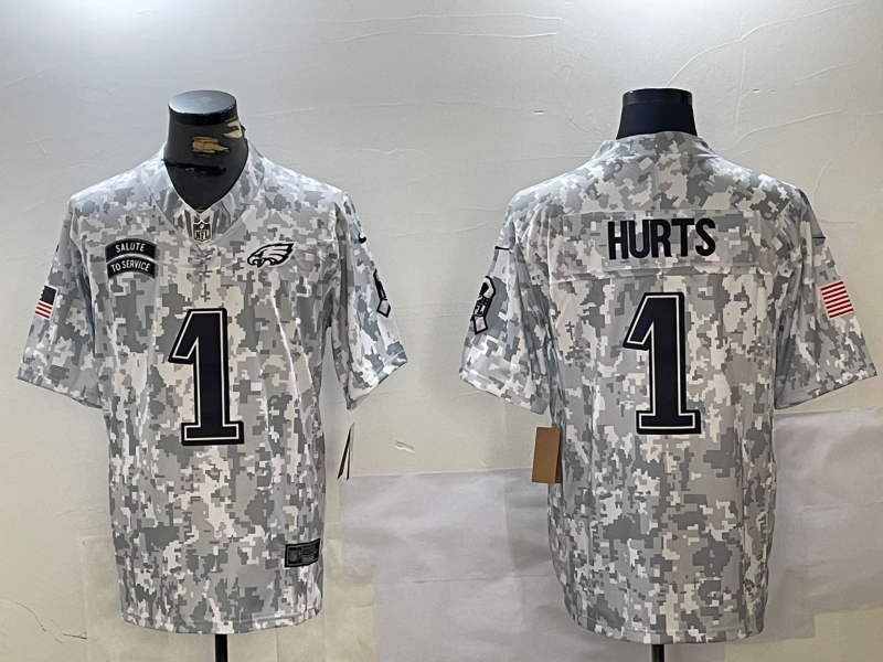 Men's Philadelphia Eagles Jalen Hurts Arctic Camo 2024 Salute to Service Limited Jersey