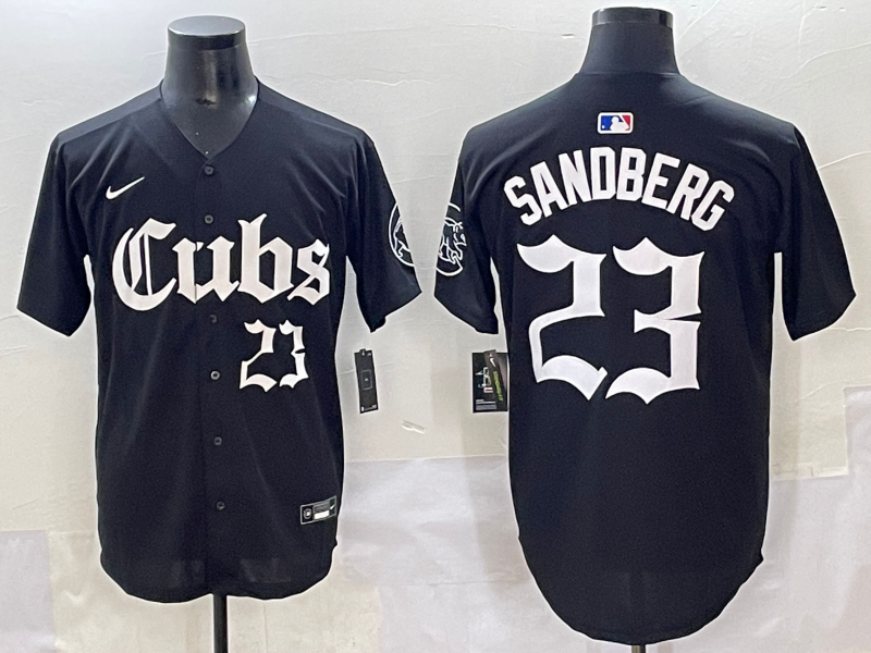 Men's Chicago Cubs Ryne Sandberg Black Replica Player Jersey