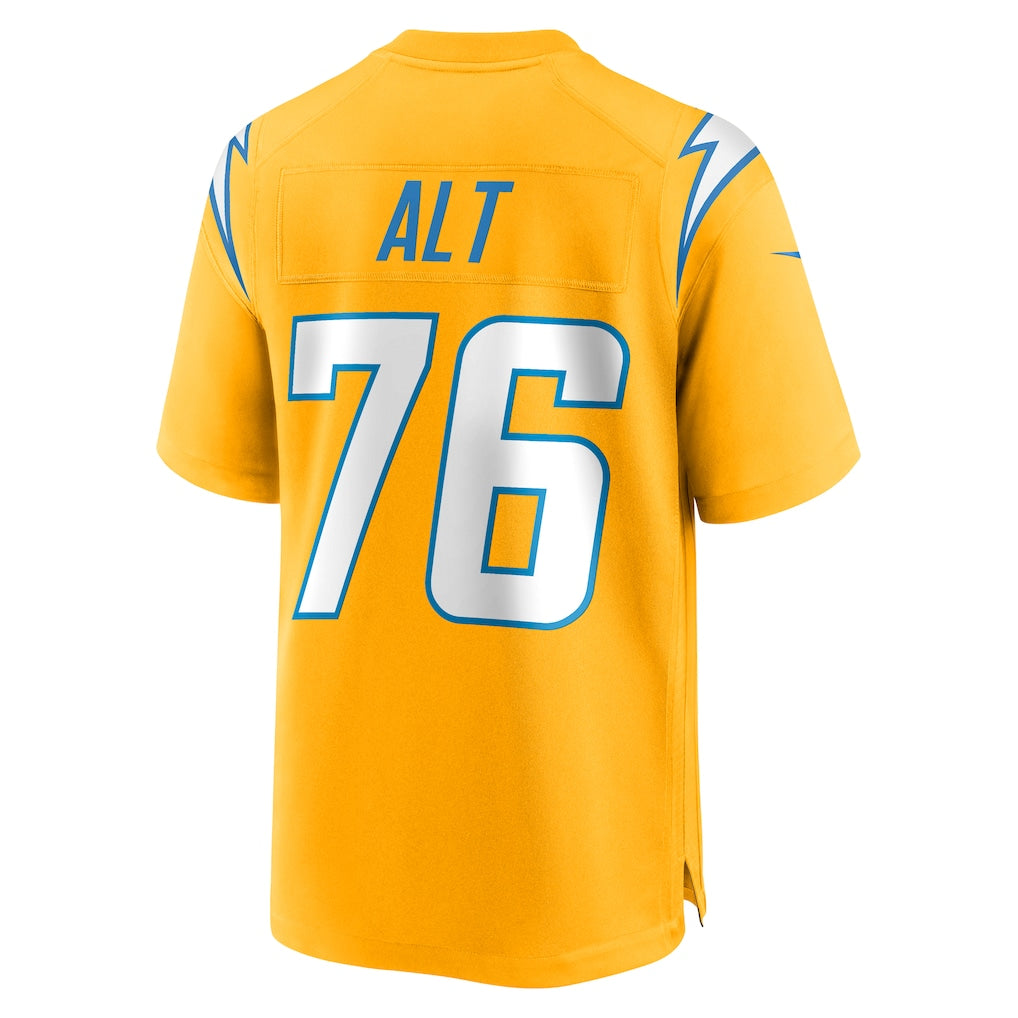 LA.Chargers #76 Joe Alt Powder Gold Alternate Charger Power Game Player Jersey