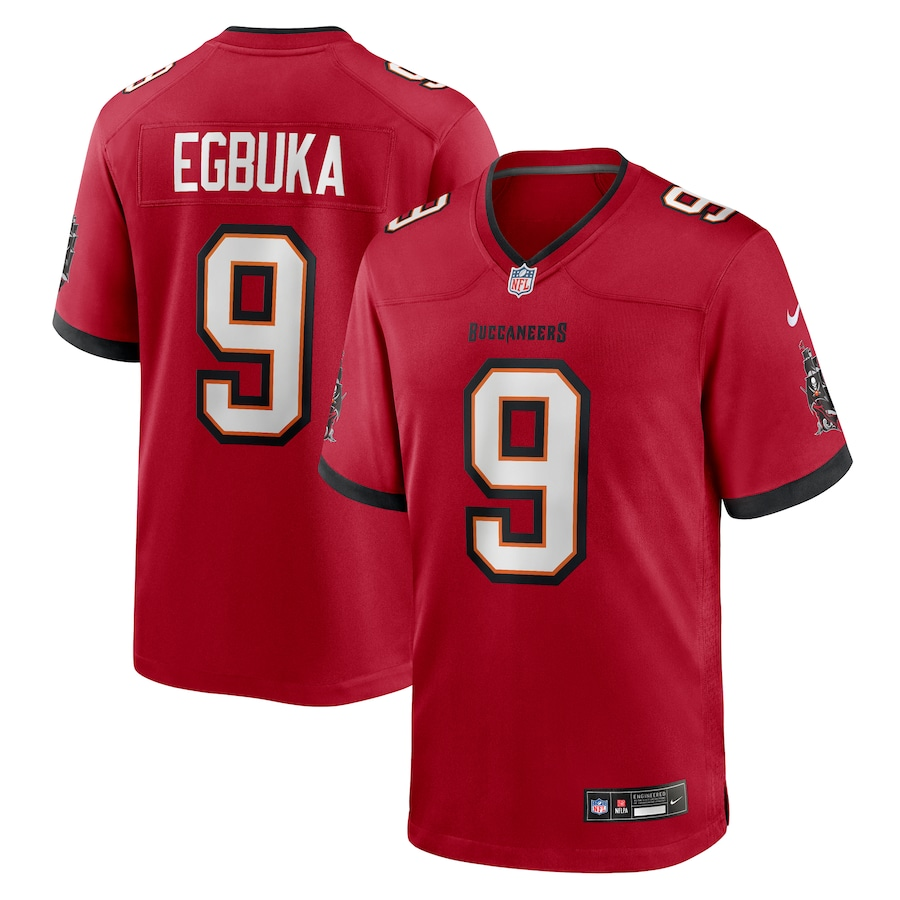 Men's Tampa Bay Buccaneers Emeka Egbuka  Red 2025 NFL Draft First Round Pick Game Jersey