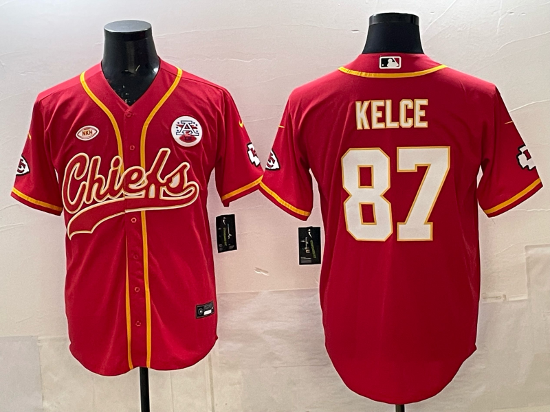 Men's Kansas City Chiefs Travis Kelce Red Game Jersey Joint Edition