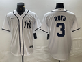 Men's New York Yankees Babe Ruth #3 White Limited Game Jersey1