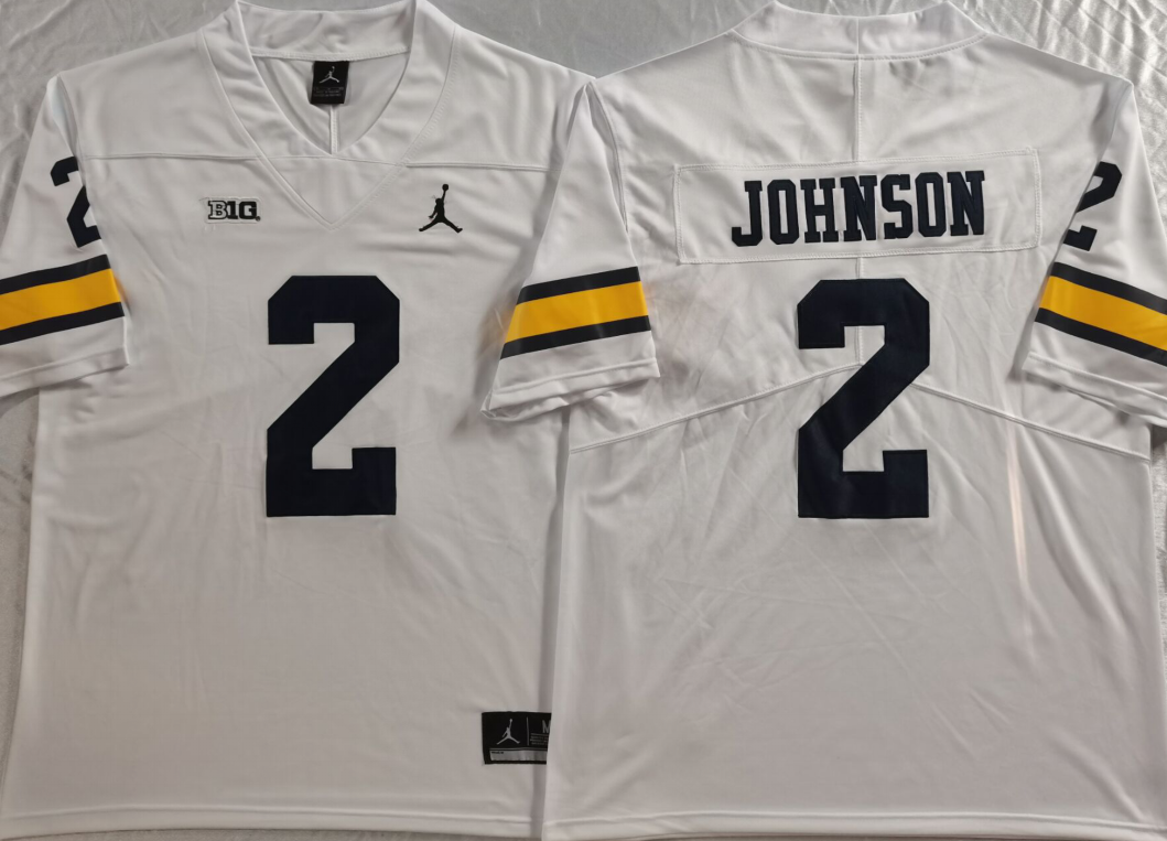 Men's Michigan Wolverines Will Johnson White Game Jersey