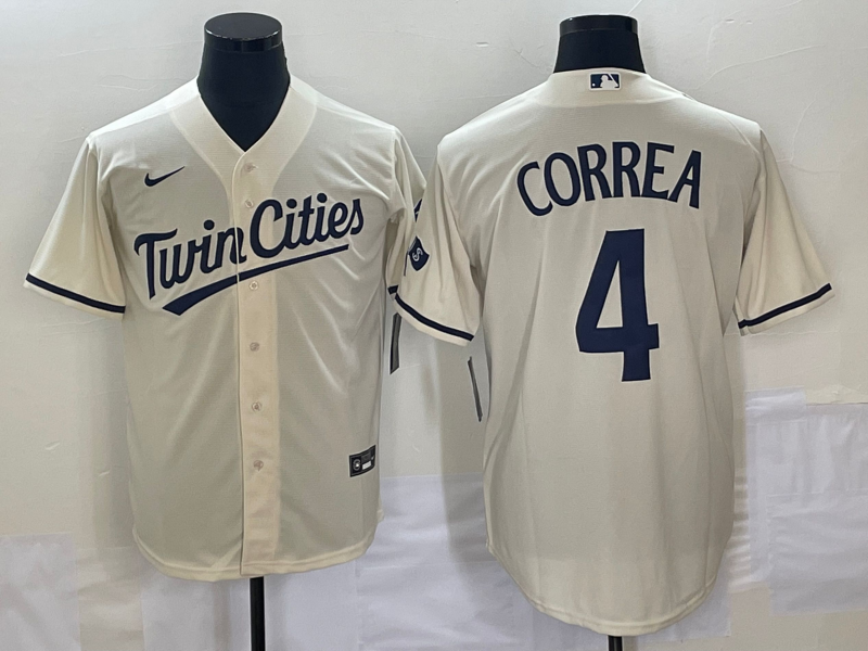 Men's Minnesota Twins Carlos Correa Beige Alternate Replica Player Jersey